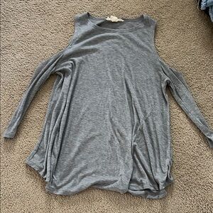 Forever 21 Gray Long Sleeve Cut Out Tunic